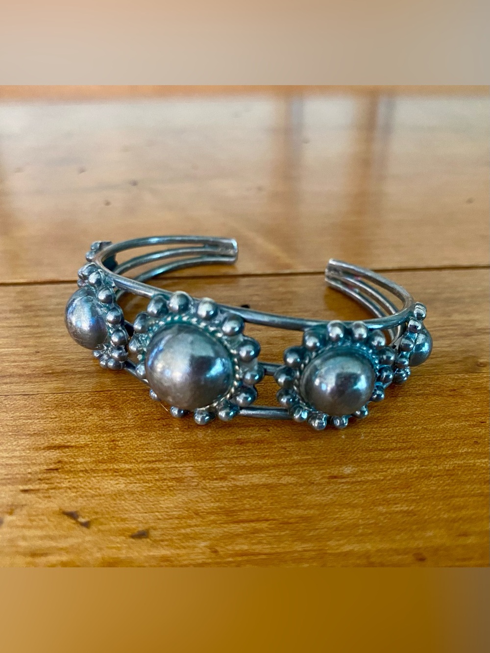 Vintage Fred Harvey Era Sterling Silver Dome Bracelet size 6.5”
